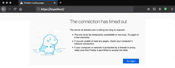 connection time out Error with Mywifiext