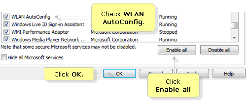 Enable Computer WLAN AutoConfig