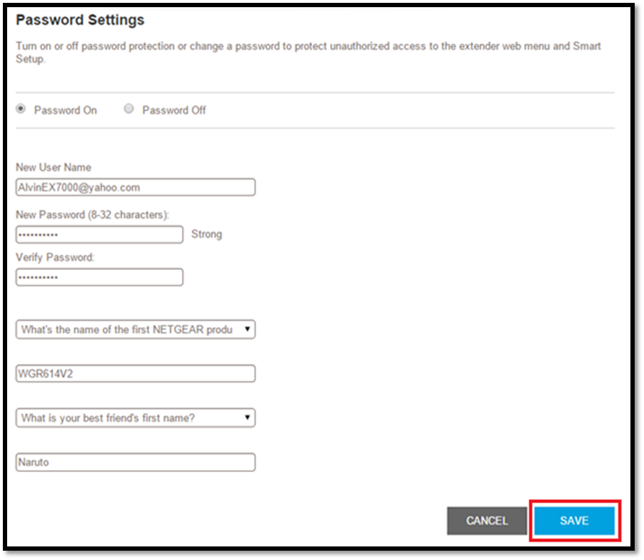 Change EX2800 Login Password