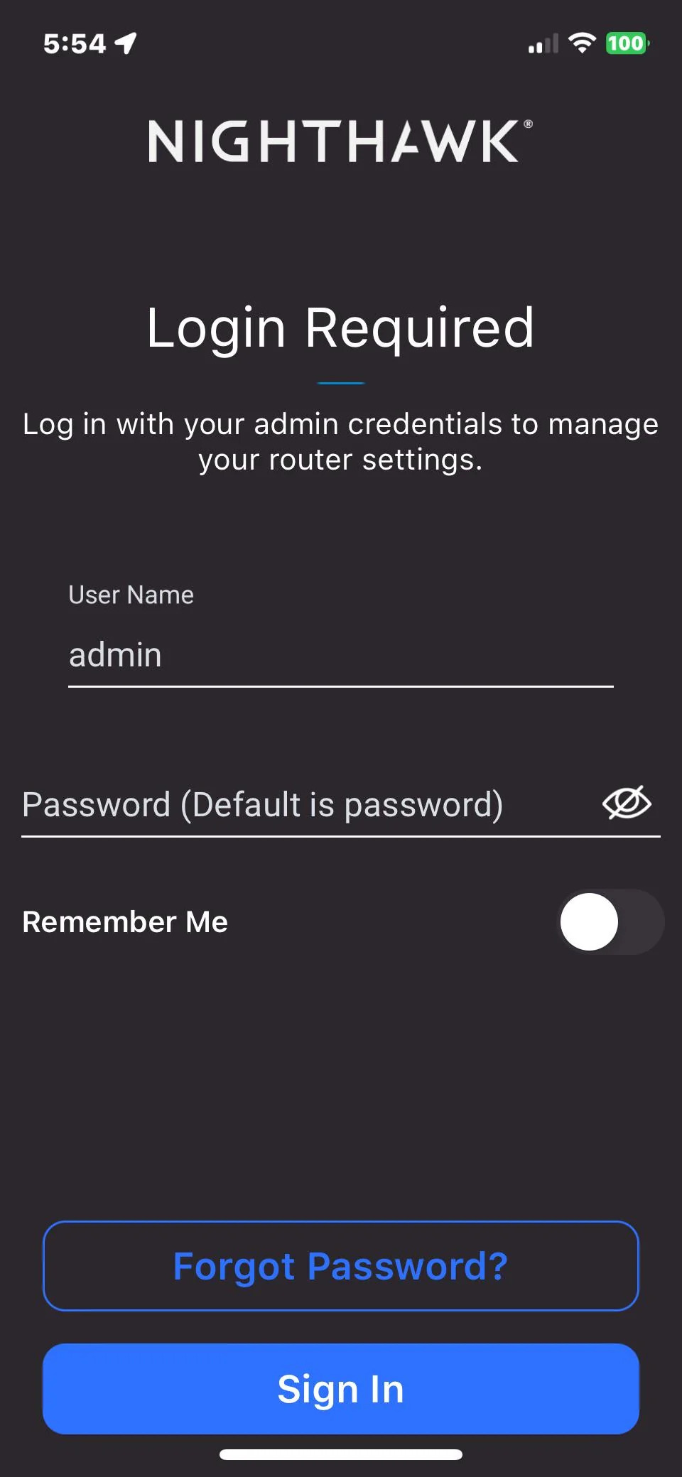 enter username and password